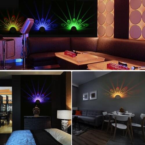 7 Color Changing LED Peacock Wall Lamp Night Light Projector With Smart Touch&Remote Control Home Decorative 3D Wall Lamp