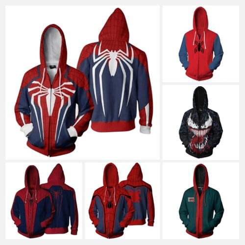 Disney Marvel Spider-Man Venom Anime Hoodie Autumn Winter Man Woman sport Warm Sweater Jacket coat Adult teenager cycling top