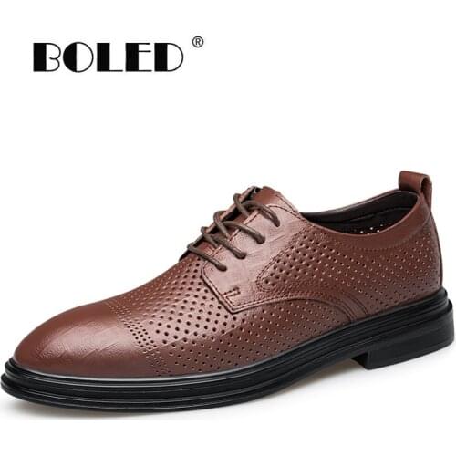 Natural Leather Casual Shoes Men Spring Autumn Lace Up Dress Shoes Formal Oxfords Shoes Outdoor Wedding Shoes