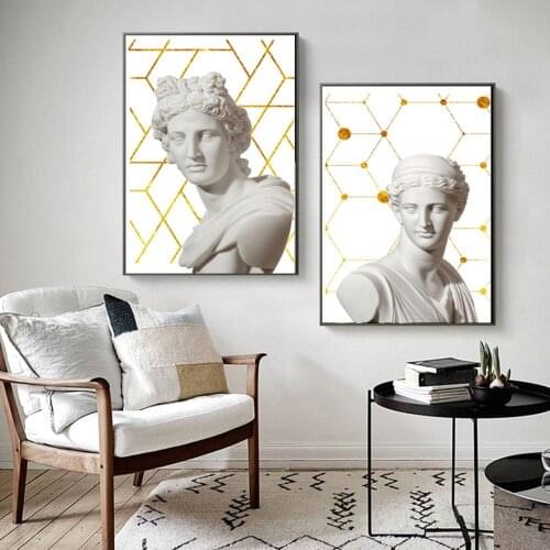Vintage Posters Greek Sage Marble Sculpture Posters and Prints Modern Canvas Art Oil Painting Wall Picture for Bedroom Decor