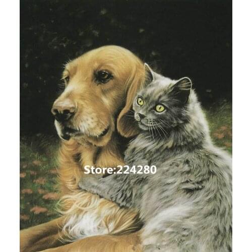 Needlework,Animal Cat dog cute pets embroidery,DIY 14CT Unprinted Cross stitch kit,Art Pattern counted Cross-Stitching decor