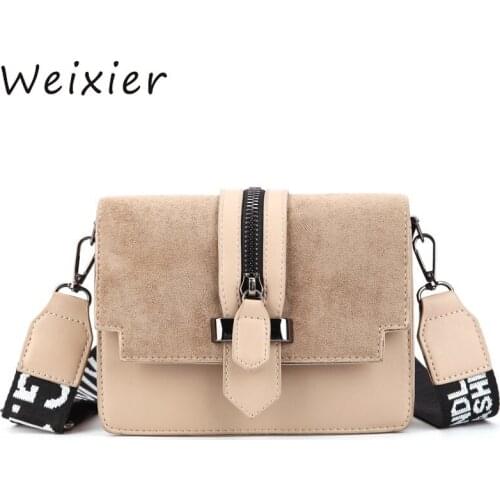WEIXIER new mini bag women fashion ins ultra fire retro wide shoulder strap messenger bag with simple style Crossbody Bags V2-04