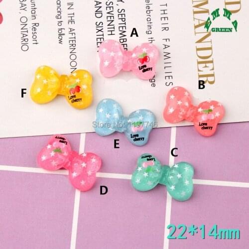 Jewelry Findings Bow Bowknot star printed Flat Back Resin Cabochon 10 pcs 22 mm Scrapbook Fit Phone DIY Home Wedding Decors