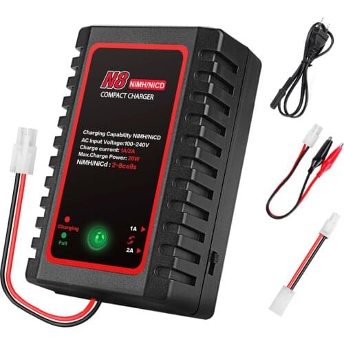 HTRC N8- Nimh -Nicd Battery Charger 110-240V 2A 20W AC 2s-8s NiMH/NICD Smart Balance Charger For RC Drone Airplane Car Boat Toys