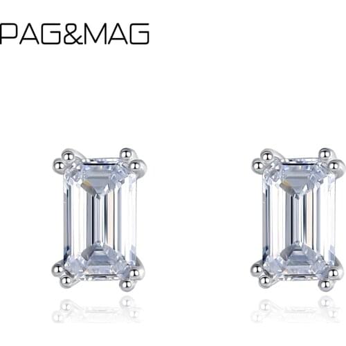 PAG&MAG Luxury AAA CZ Zircon Earrings Real 925 Sterling Silver Stud Earrings For Women Korean Earrings Fine Jewelry pendientes