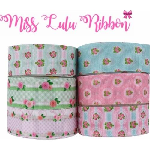 16mm-75mm Spring Flower Series Printed Grosgrain/Foe Ribbon DIY Hair Bowknots Party Decor 50yards/roll