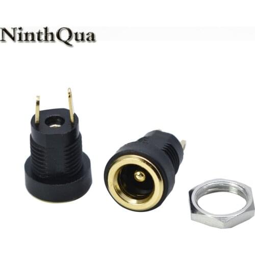 2Pcs 3A 12v for DC Power Supply Jack Socket Female Panel Mount Connector 5.5mm 2.1mm Plug Adapter 2 Terminal types GOLD PLATED