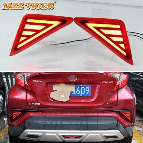 2-in-1 Functions Car LED Rear Fog Lamp Brake Light Rear Bumper Decoration Lamp For Toyota CHR C-HR 2016 - 2020