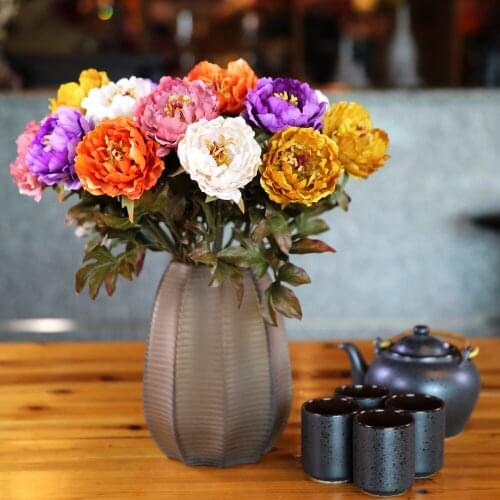 47cm Peony DIY Party Decoration Vintage Fabric Artificial Flowers Small Peony Wedding Fake Flowers Festival Supplies Home Decor