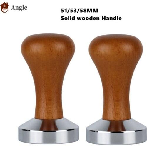 51/53/58mm Calibrated Pressure Coffee Tamper Powder Hammer with Wooden Handle Coffee Accessories For Barista