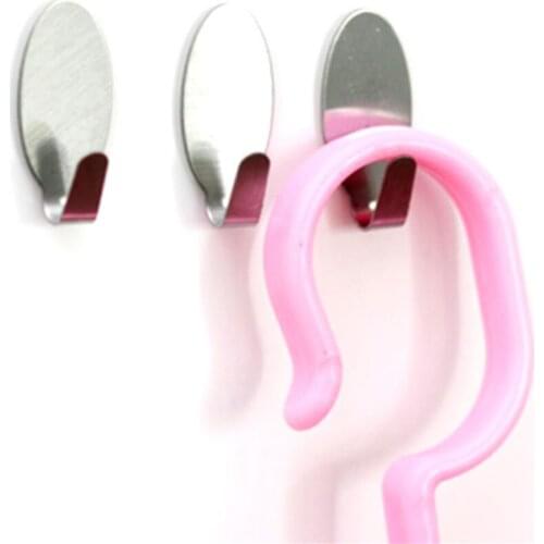 6Pcs HOT sale Multifunction Stainless Steel Home Kitchen Wall Door Sticky Self Adhesive Hook Hanger Holder Dropshipping A35