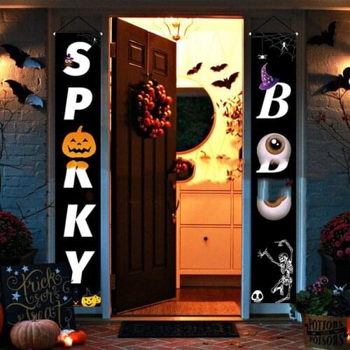 9 Different Halloween Gate Door Couplet Ornaments Props Party Supplies Home Banner Decoration Halloween Trick or Treat Hanging