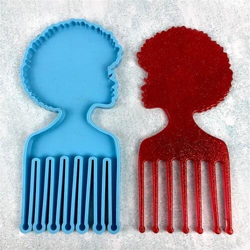Afro Hair Comb Resin Mold For Long Thick Curly Diy Hairdressing Styling Tool Hair Pick Silicone Molds Birthdays Hair Comb Gifts