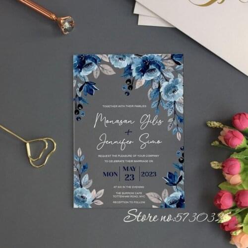 Wedding Acrylic Invitation Pink Flower Roses Wedding Invite Custom Acrylic Wedding Invitation Carte Invitation Mariage Box Cards