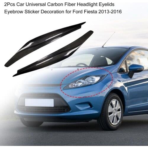 2Pcs Car Universal Carbon Fiber Headlight Eyelids Eyebrow Sticker Decoration for Ford Fiesta 2013-2016 Accessories