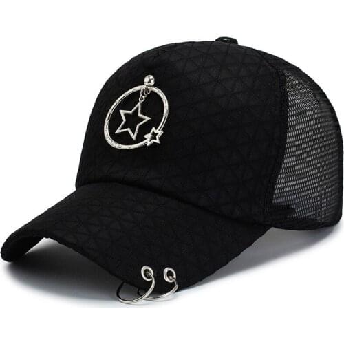 Outdoor Iron Ring Snapback Hat Breathable Quick Dry Mesh Baseball Cap Cooling Sun Hat Sports Caps Adjustable Dad Hat Hip Hop Hat