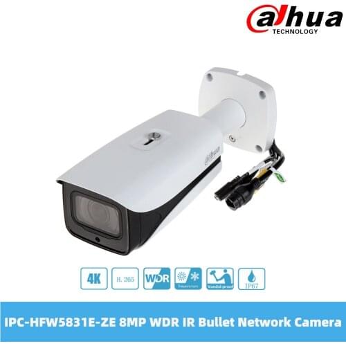 Dahua IPC-HFW5831E-ZE 8MP WDR IR Bullet Network Camera IP67 IK10 PoE H.265 & H.264 Dual-Stream Encoding 1080P