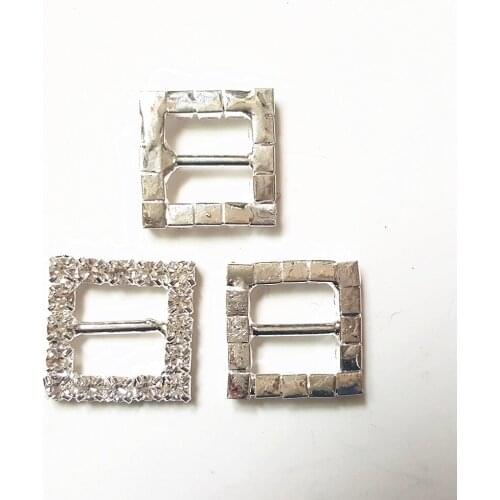 CJSIR 10Pcs DIY 16mm Silver Square Rhinestone Buckle Slider for Wedding Invitation Decor Christmas Buckles