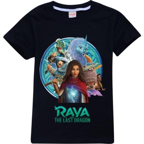 Kids Clothes Girls Raya and The Last Dragon T-shirt Cartoon Tops Cotton Tees Summer Clothing Short Sleeve TShirt Children Outfit
