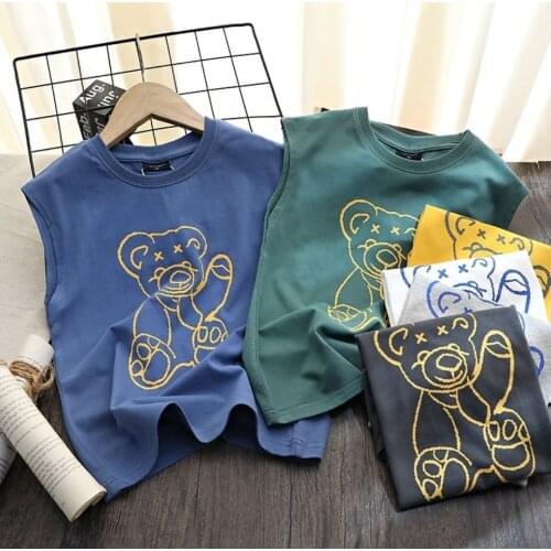 Children Vest Boys and Girls Cartoon Vests Childrens Sleeveless T-shirts Bottoming Shirt Summer Kids Clothes