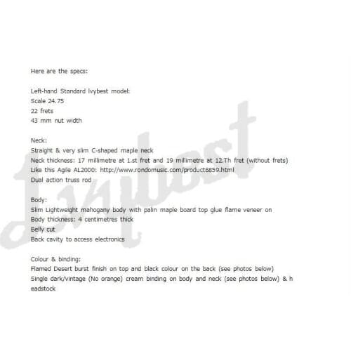 Customized body shape and headstock shape 6 string electric guitar,desert burst finish,slim neck customized 1st 17mm 12th 19mm