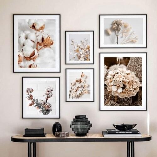 Autumn Plants Flower Cotton Wall Art Canvas Painting Nordic Posters And Prints Wall Pictures For Living Room Bed Room Home Decor