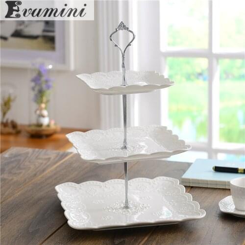 Ceramic Cake Plates 3 Tier Tray Wedding Multi-layer Dishes Birthday Party Plages Afternoon Tea Dessert Fruit Tray