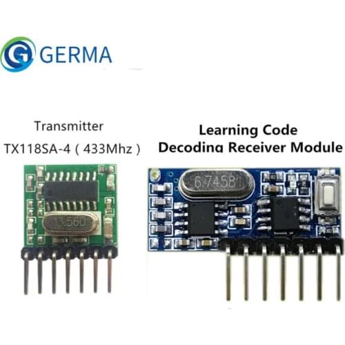 GERMA 433mhz Wireless Wide Voltage Coding Transmitter + Decoding Receiver 4 Channel Output Module For 433 Mhz Remote Controls