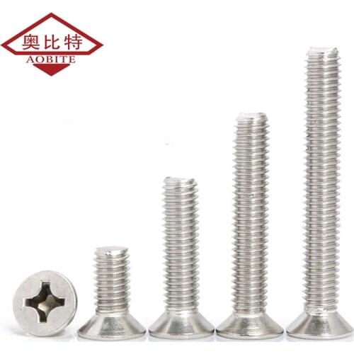 304 Stainless Steel Silver Screws Countersunk Head Screw Cross Head Screw Machine Screw Bolt Machine Screw M3 M4 M5 Hardware