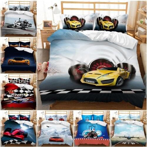 Cool Racing Boys Bedding set Fashion Car Duvet Cover Pillowcases Bed Linings Comfortable Warm Home Textiles Adult Teen Kids Gift