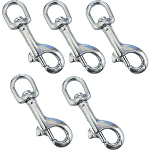 5PCS 316 Stainless Steel 70mm Swivel Eye Snap Hook Dive Single Ended Swivel Eye Bolt Hook Buckle Dog Clip Gear Equipment