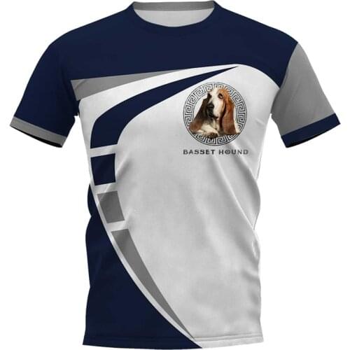 CLOOCL Mens T-shirt Basset Hound 3D Print Chest Dog Face Logo Tee Shirt Clothing Fashion Streetwear Short Sleeve Tops