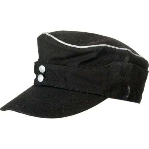 WWII WW2 GERMAN ELITE OFFICER SUMMER PANZER M43 FIELD COTTON Cap Hat Black IN SIZES