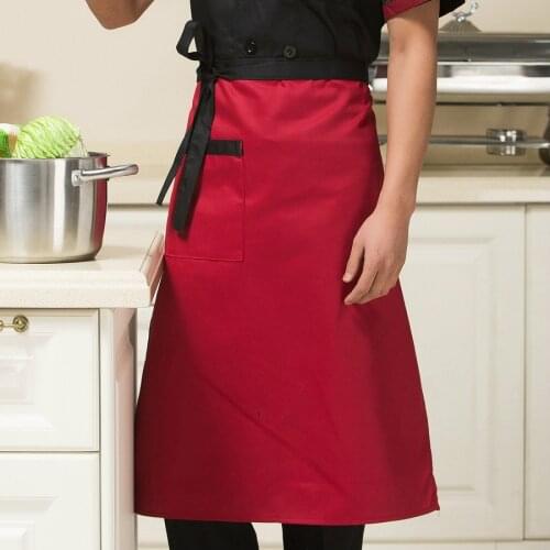 New Delicate Kitchen Restaurant Cooking Apron Solid Color Half Apron Chef Waiter Kitchen Cook Clothing 18