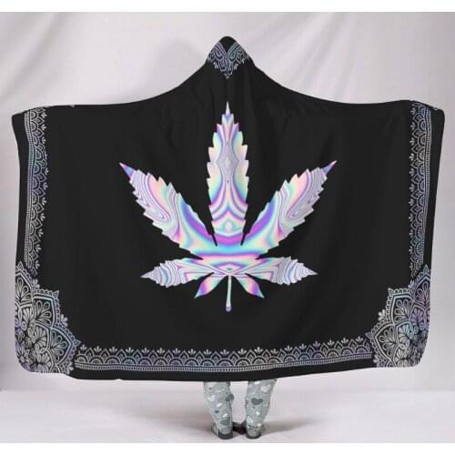 Maple Leaf Dragonfly Printed Hooded Blanket Soft Microfiber Wearable Blanket for Adult Kids Seasons Bedding Sofa Throw Blankets