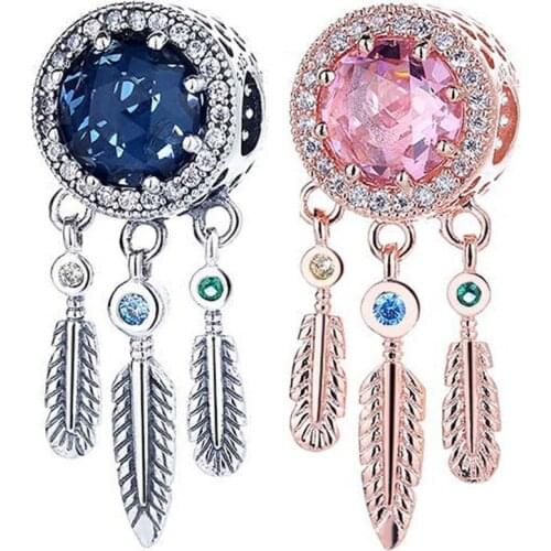 Original Openwork Radiant Hearts Dream Catcher Pendant Beads Fit 925 Sterling Silver Charm Pandora Bracelet Bangle Diy Jewelry