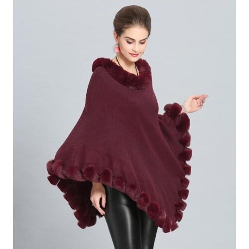 Autumn and winter new round neck knit pullover fashion soft fur collar luxury scarf string hair hem pleated poncho crinklescarf