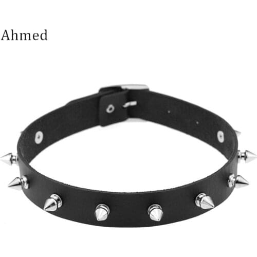 Ahmed Harajuku Spike Rivet Choker Belt Collar Women Pu Leather Goth Necklace for Women Party Club Chocker Sexy Gothic Jewelry
