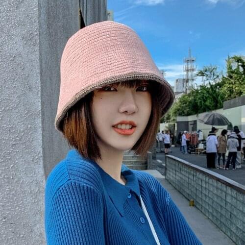 Female Knitting Bucket Hats Harajuku Bucket Hat Fishing Outdoor Panama Hip Hop Cap Mens Summer for Fisherman Hat Women Spring