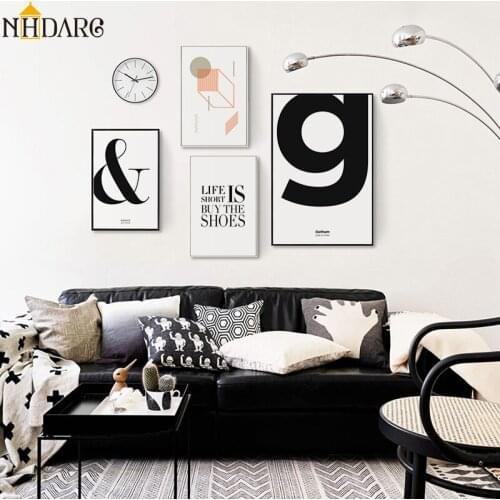 Nordic Vogue Geometrical Letter Quote Canvas Art Print Poster, Wall Pictures for Home Decoration Kids Room, Giclee Wall Decor