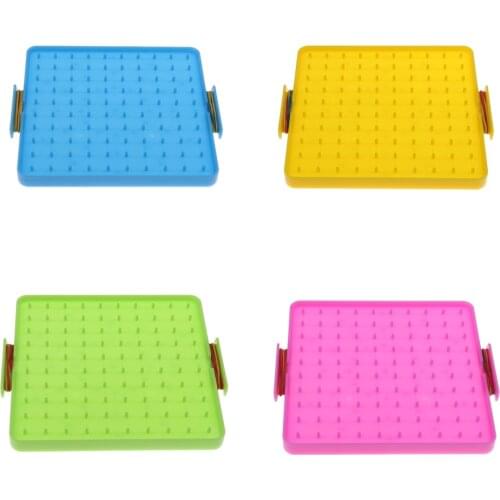 Plastic Geo Board with Colorful Rubber Bands, Nail Board Plate Early Mathematics Teaching Aids Learning Tools, 4 Colors