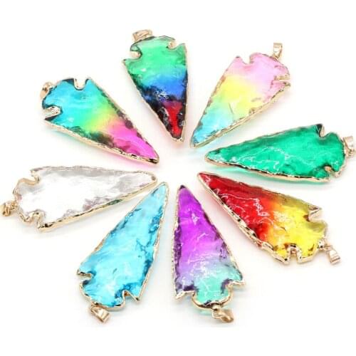 Natural Quartz Stone Pendant Triangle Uneven Colorful Crystal Clear Quartz Stone Charms for Jewelry Making Necklace Decoration