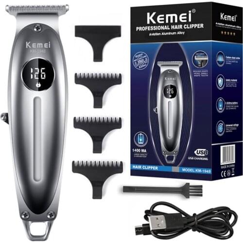 Kemei 1948 Pro LCD display full metal housing hair trimmer lithium Ion electric rechargable beard trimme finishing outlining