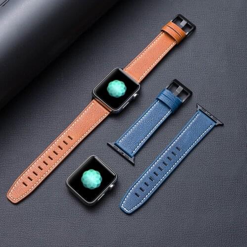 Leather strap For Apple watch band 44mm 40mm 38mm 42mm 44 mm Genuine Leather watchband bracelet iWatch serie 6 5 4 3 se band