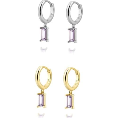 Silver Gold Color Purple Drop Earrings Piercing Zircon Crystal Rock Punk Party Fashion Jewelry Oorbellen Pendientes Wholesale