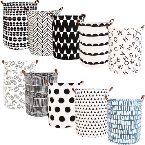Folding Laundry Basket Round Storage Bin Bag Large Hamper Clothes Toy Basket Bucket Organizer Large Capacity Storage Basket