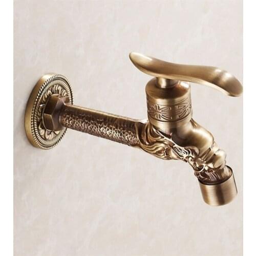 Nozzle Washer Faucet Antique Color Single Handle Single Cold Water Machine Taps Carving Mixer Basin Sink Faucets Accessories