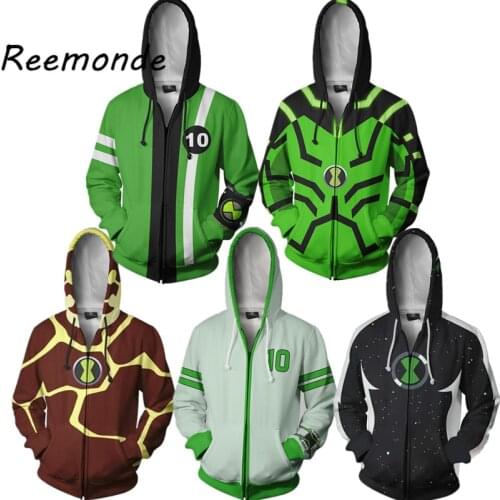 Anime Hoodies Sweatshirts Ben10 Cosplay Alien Force Benjamin Gwen Hooded 3D Printing Top Jackets Coat Men Woman Costumes