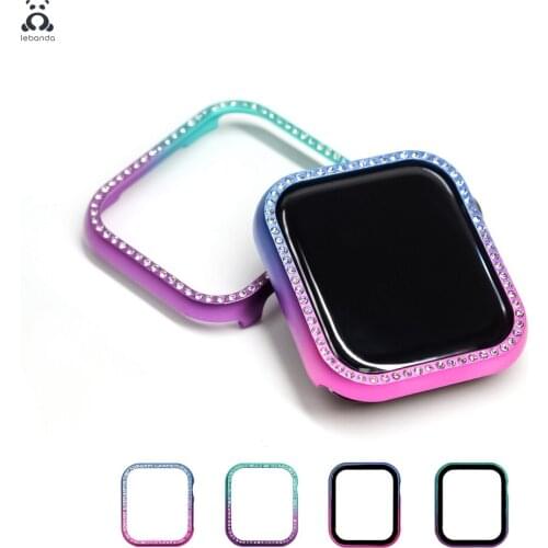 Lebanda Apple Watch Series Complete Cover 6SE5 4 3 2 Metal Gradient Hard Shell Bumper Tempered Glass Screen Protector for iWatch