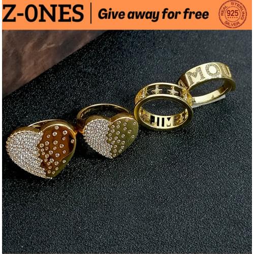 S925 sterling silver golden zircon love heart ring fashion women hollow ring luxury brand monaco jewelry gift